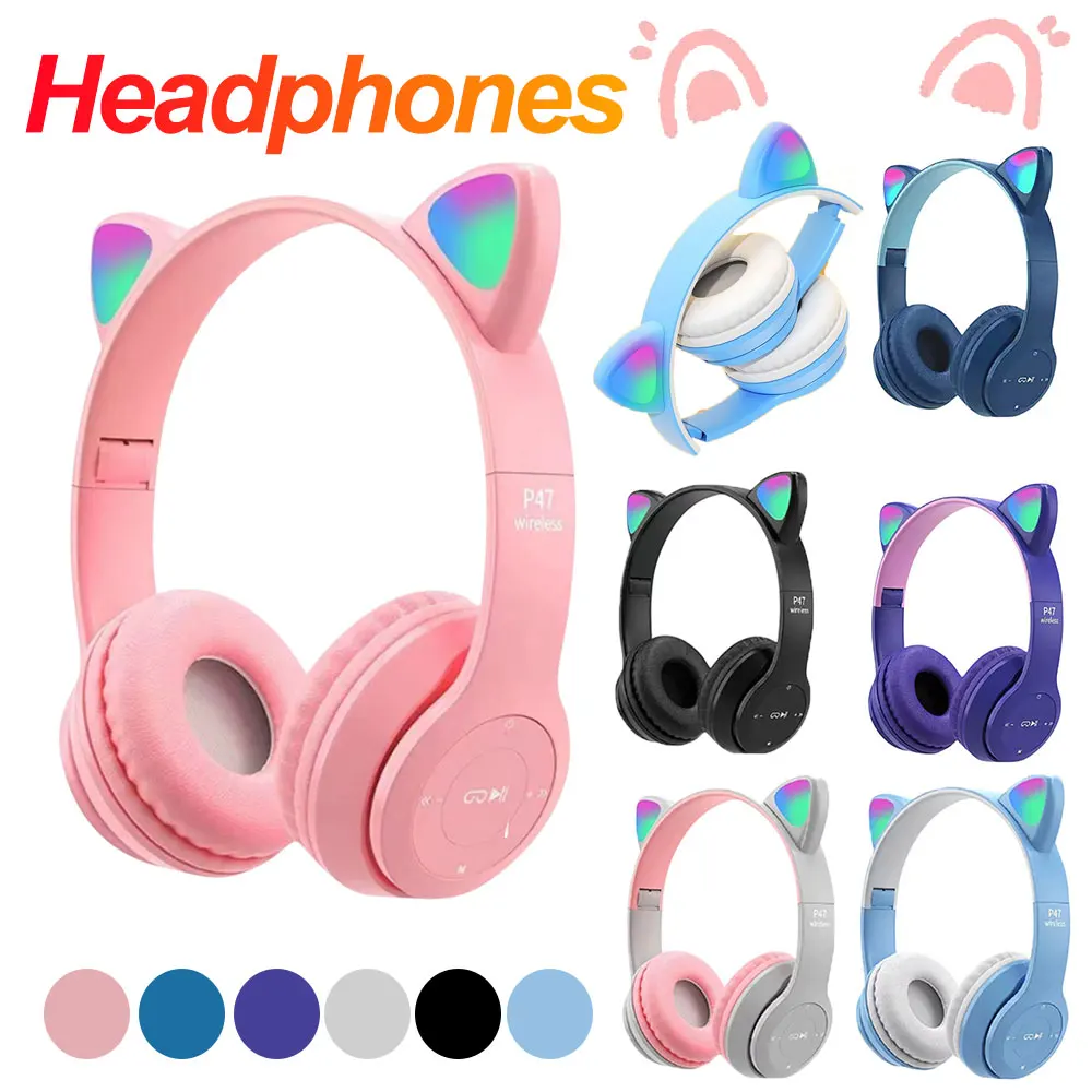 Cat Ear Bluetooth Headset Led - Piscando led bonito orelhas de gato
