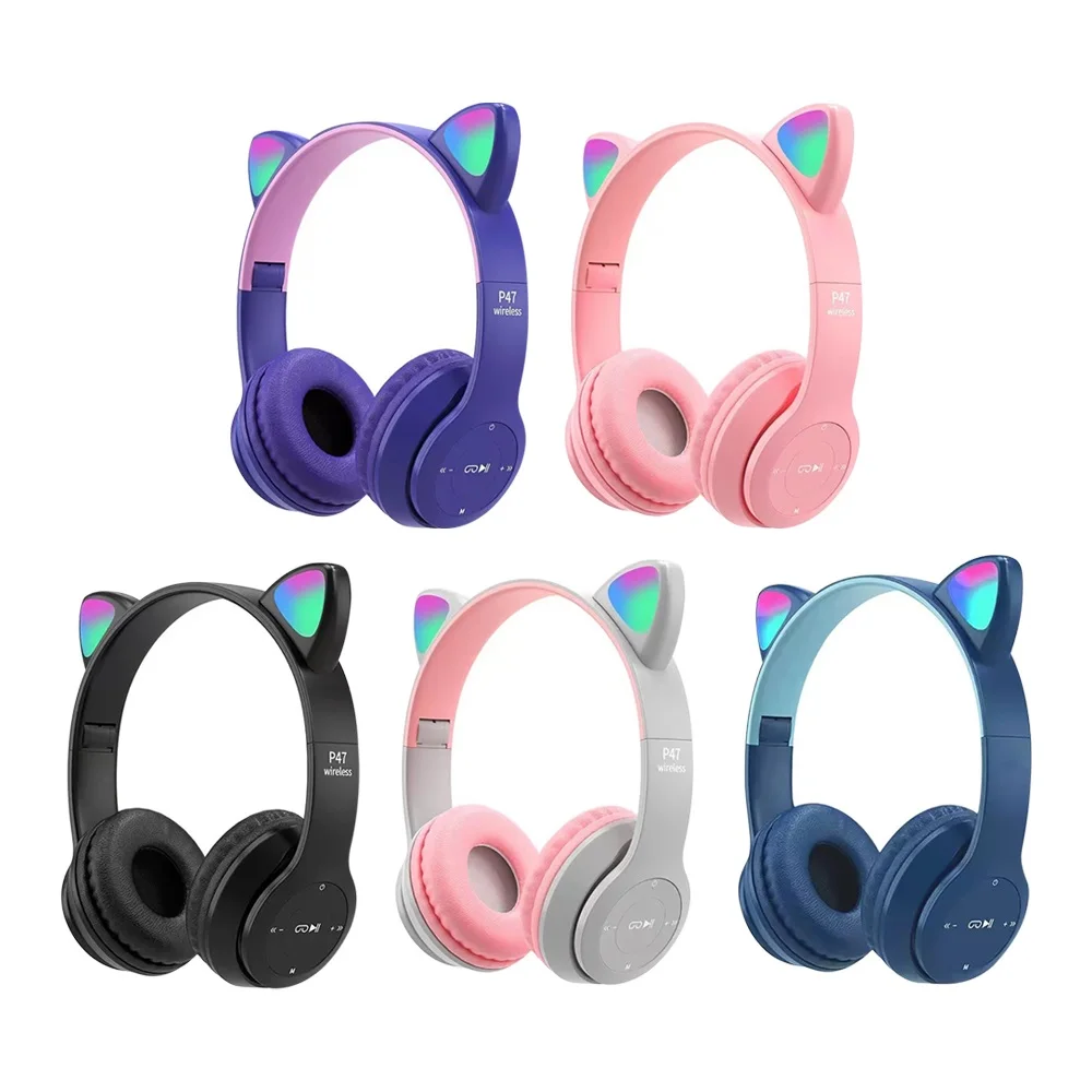 Cat Ear Bluetooth Headset Led - Bonito gato orelha bluetooth fone de
