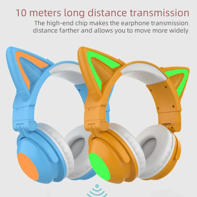 Cat Ear Bluetooth Headset Led - Novo zw068 bluetooth5.0 fone de ouvido