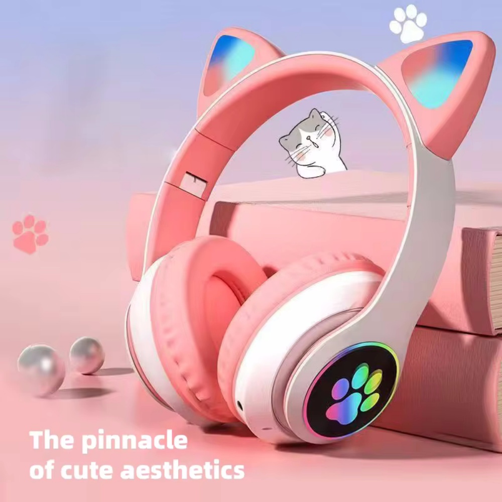 Cat Ear Bluetooth Headset Led - Bonito gato orelha bluetooth fone de
