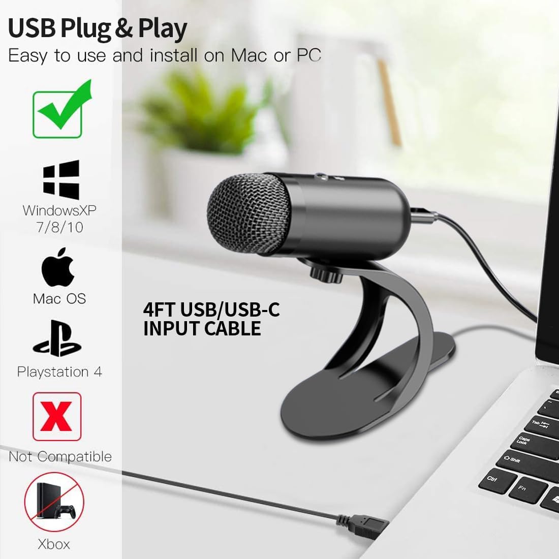 Tablets - Microfone USB Profissional Condensador para Conferências,
