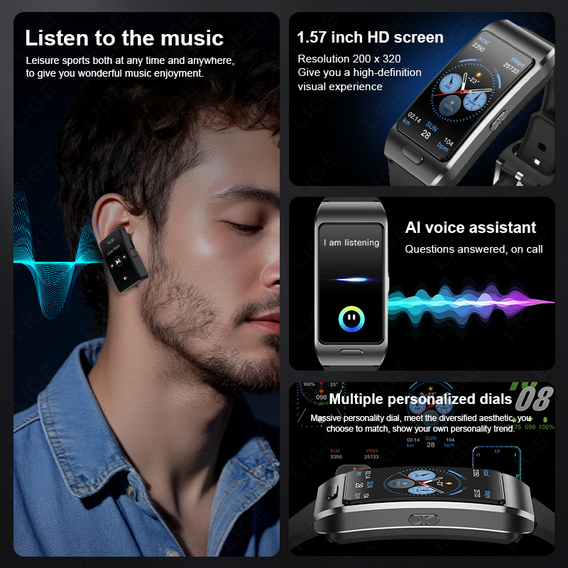 Relógio Inteligente LIGE Novo  - Tws Earbuds Bluetooth 5.3 avaliação e preço