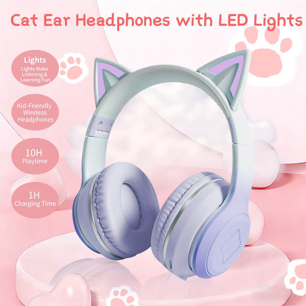 Lindos auscultadores sem fios  - Cat Ear Bluetooth Headset Led avaliação e preço