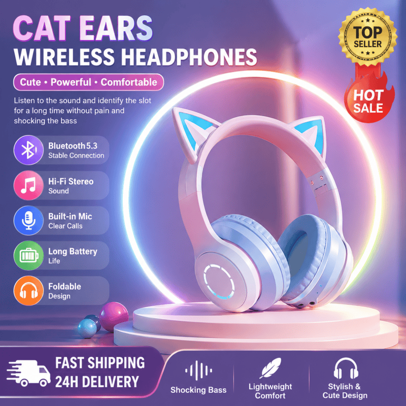 Novo Fone de Ouvido Bluetooth  - Cat Ear Bluetooth Headset Led avaliação e preço