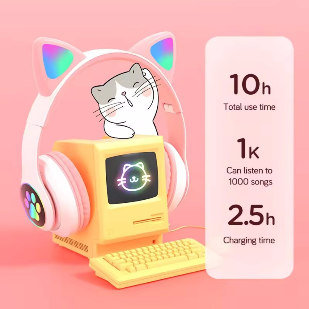 Fone de Ouvido Sem Fio com Ore - Cat Ear Bluetooth Headset Led avaliação e preço