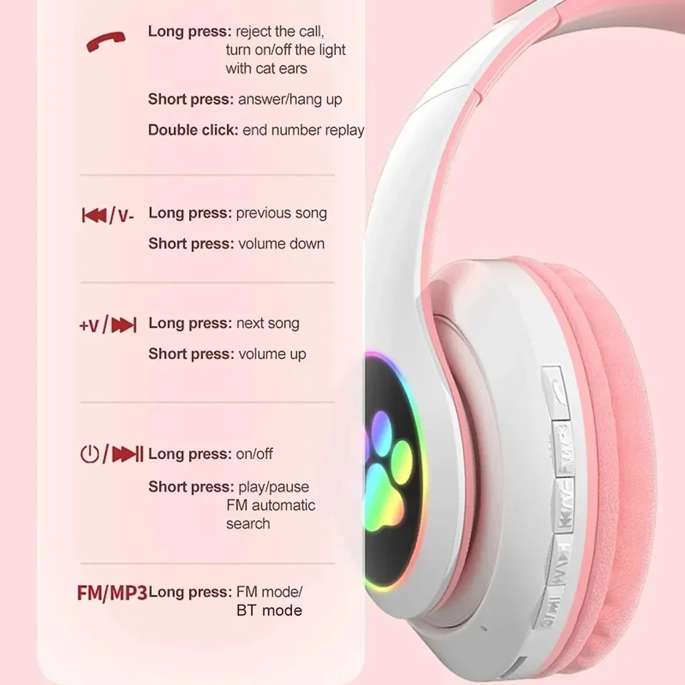 2 Fones de Ouvido Sem Fio Blue - Cat Ear Bluetooth Headset Led avaliação e preço