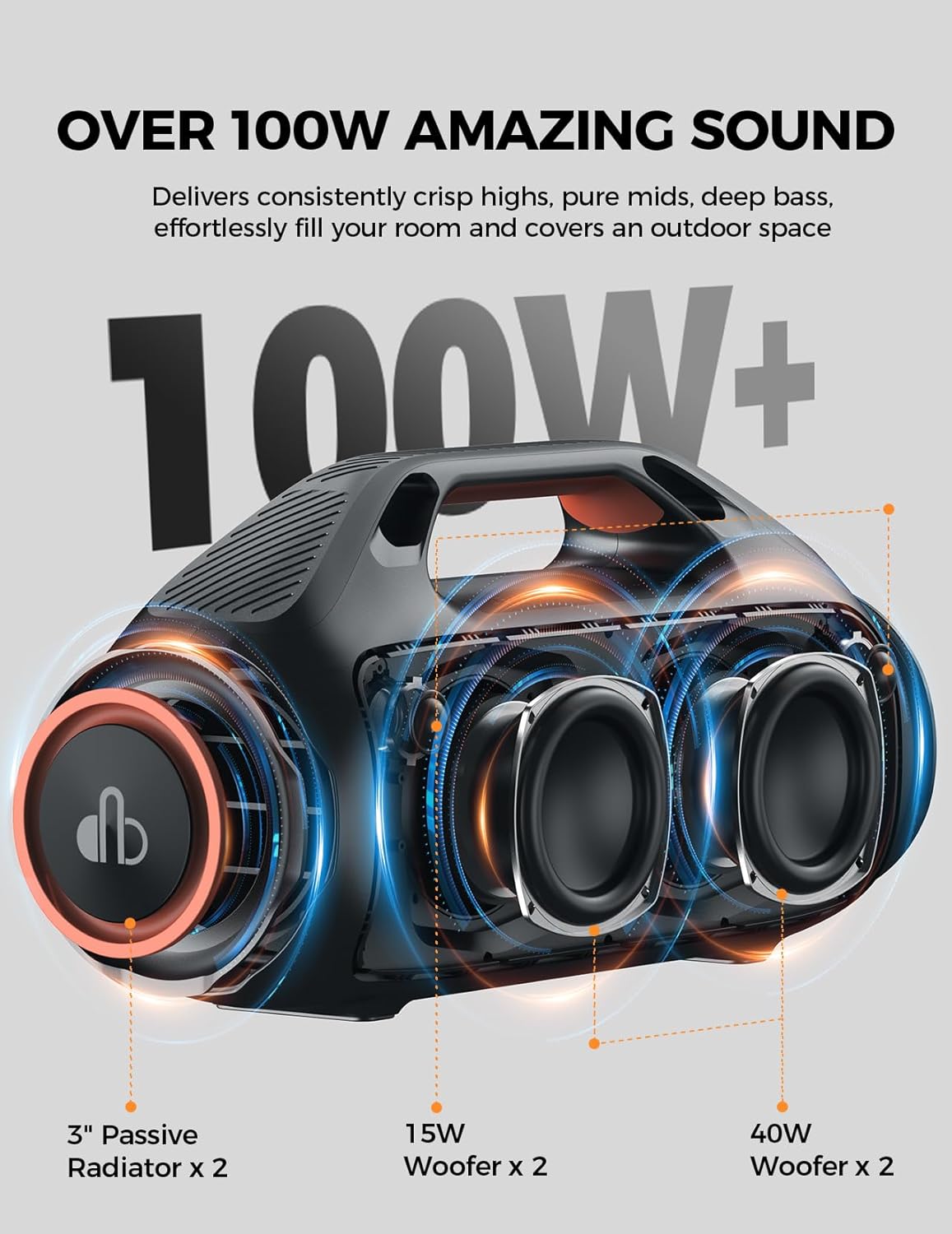Portátil 100w para alto-falant - Portable Bluetooth Speaker Waterproof Ipx7 avaliação e preço