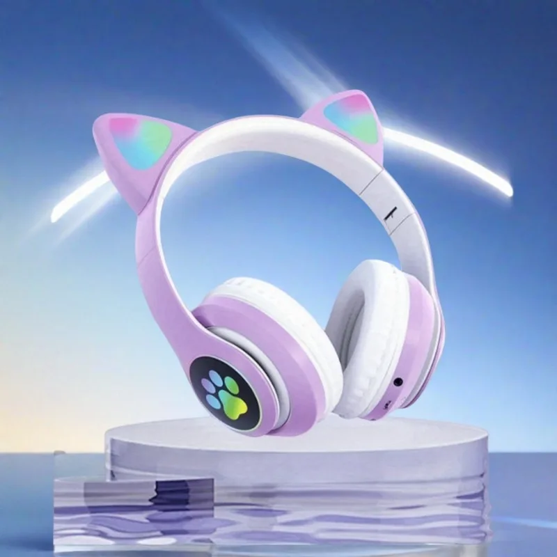 Nova luz de flash bonito orelh - Cat Ear Bluetooth Headset Led avaliação e preço